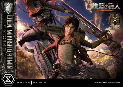 Eren, Mikasa & Armin (Deluxe Bonus Version) TV animation Attack on Titan – Prime1Studio – ActionFigure Brasil