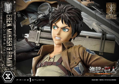 Eren, Mikasa & Armin (Deluxe Bonus Version) TV animation Attack on Titan – Prime1Studio – ActionFigure Brasil