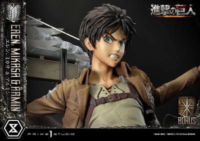 Eren, Mikasa & Armin (Deluxe Bonus Version) TV animation Attack on Titan – Prime1Studio – ActionFigure Brasil