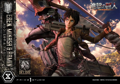 Eren, Mikasa & Armin (Deluxe Bonus Version) TV animation Attack on Titan – Prime1Studio – ActionFigure Brasil