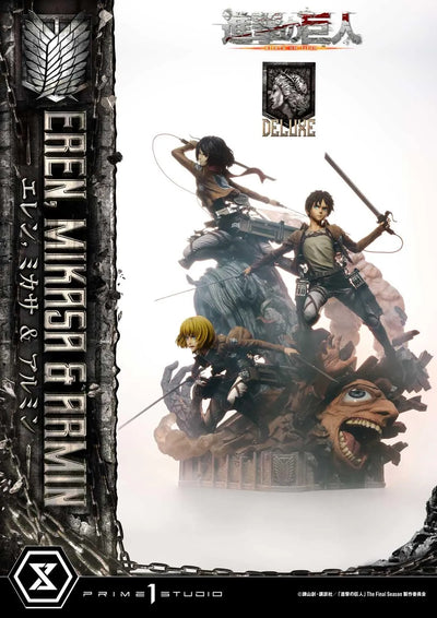 Eren, Mikasa & Armin (Deluxe Bonus Version) TV animation Attack on Titan – Prime1Studio – ActionFigure Brasil