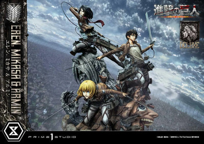 Eren, Mikasa & Armin (Deluxe Bonus Version) TV animation Attack on Titan – Prime1Studio – ActionFigure Brasil