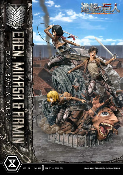 Eren, Mikasa & Armin (Deluxe Bonus Version) TV animation Attack on Titan – Prime1Studio – ActionFigure Brasil