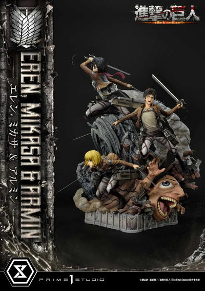 Eren, Mikasa & Armin (Deluxe Bonus Version) TV animation Attack on Titan – Prime1Studio – ActionFigure Brasil