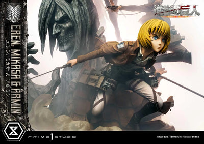 Eren, Mikasa & Armin (Deluxe Bonus Version) TV animation Attack on Titan – Prime1Studio – ActionFigure Brasil
