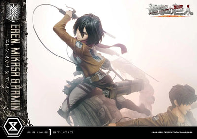 Eren, Mikasa & Armin (Deluxe Bonus Version) TV animation Attack on Titan – Prime1Studio – ActionFigure Brasil