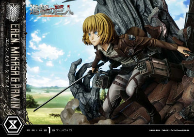 Eren, Mikasa & Armin (Deluxe Bonus Version) TV animation Attack on Titan – Prime1Studio – ActionFigure Brasil