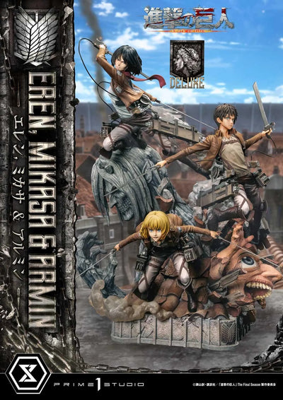 Eren, Mikasa & Armin (Deluxe Version) TV animation Attack on Titan – Prime1Studio – ActionFigure Brasil