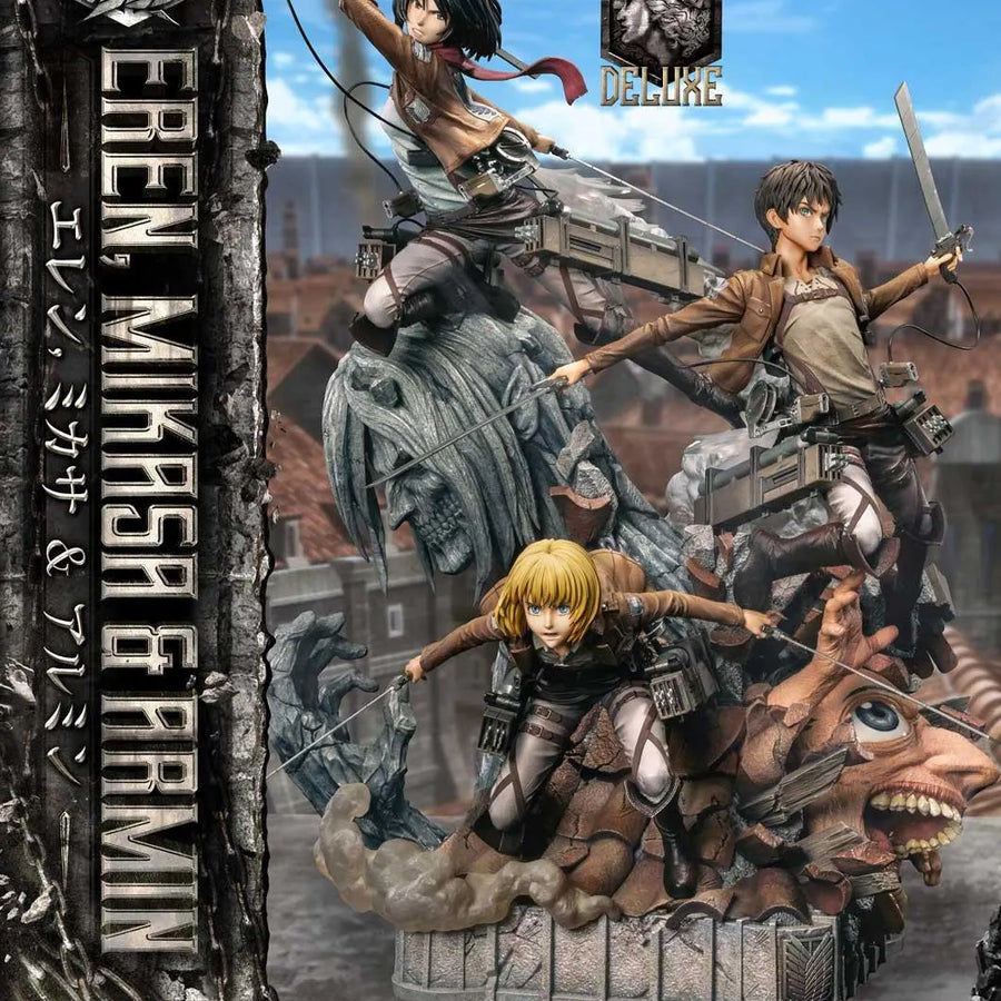 Eren, Mikasa & Armin (Deluxe Version) TV animation Attack on Titan – Prime1Studio – ActionFigure Brasil