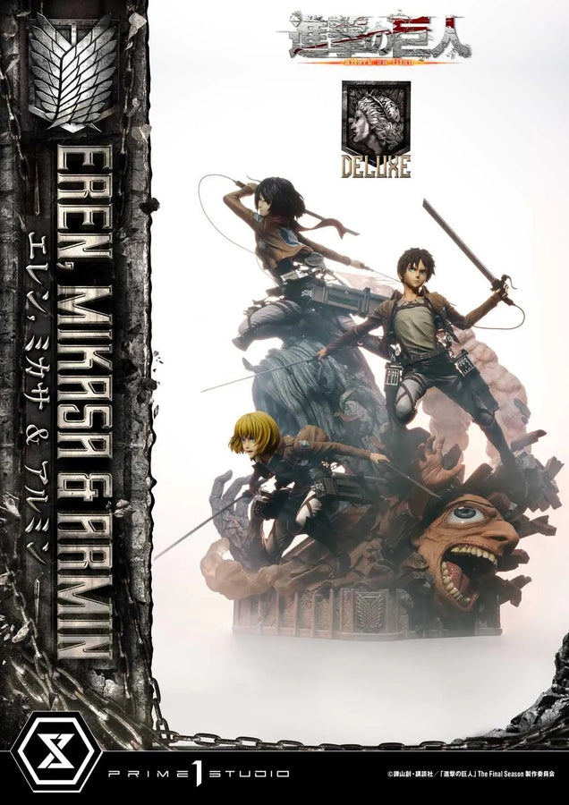 Eren, Mikasa & Armin (Deluxe Version) TV animation Attack on Titan – Prime1Studio – ActionFigure Brasil