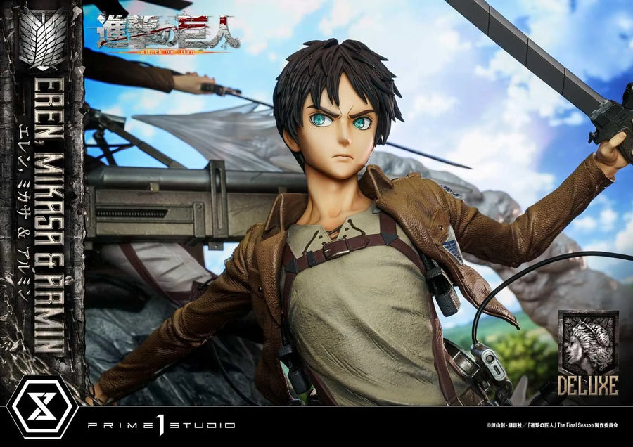 Eren, Mikasa & Armin (Deluxe Version) TV animation Attack on Titan – Prime1Studio – ActionFigure Brasil