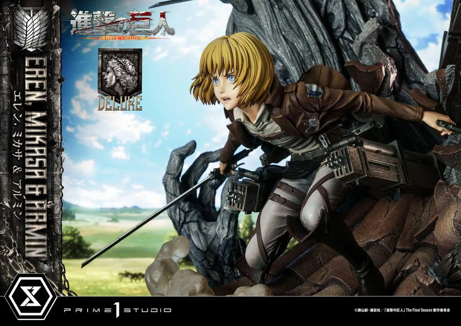 Eren, Mikasa & Armin (Deluxe Version) TV animation Attack on Titan – Prime1Studio – ActionFigure Brasil
