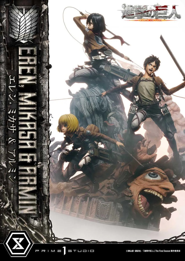 Eren, Mikasa & Armin (Deluxe Version) TV animation Attack on Titan – Prime1Studio – ActionFigure Brasil