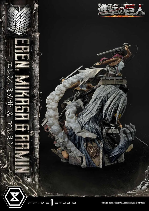 Eren, Mikasa & Armin (Deluxe Version) TV animation Attack on Titan – Prime1Studio – ActionFigure Brasil