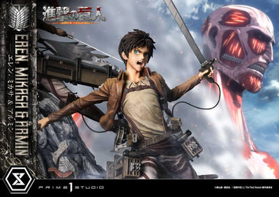 Eren, Mikasa & Armin (Deluxe Version) TV animation Attack on Titan – Prime1Studio – ActionFigure Brasil