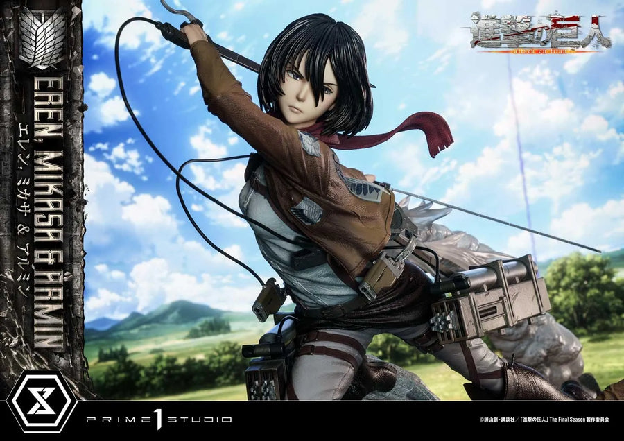 Eren, Mikasa & Armin (Deluxe Version) TV animation Attack on Titan – Prime1Studio – ActionFigure Brasil