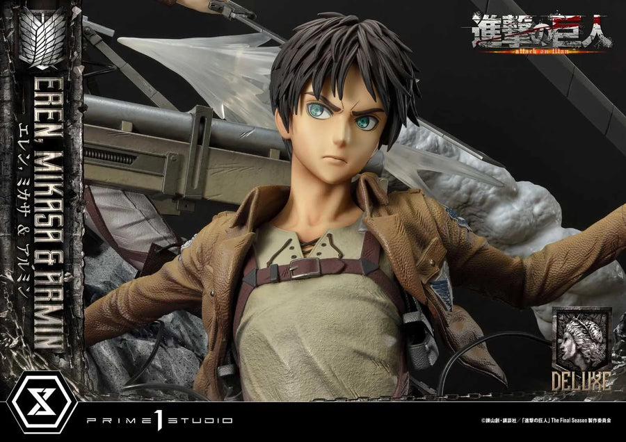 Eren, Mikasa & Armin (Deluxe Version) TV animation Attack on Titan – Prime1Studio – ActionFigure Brasil