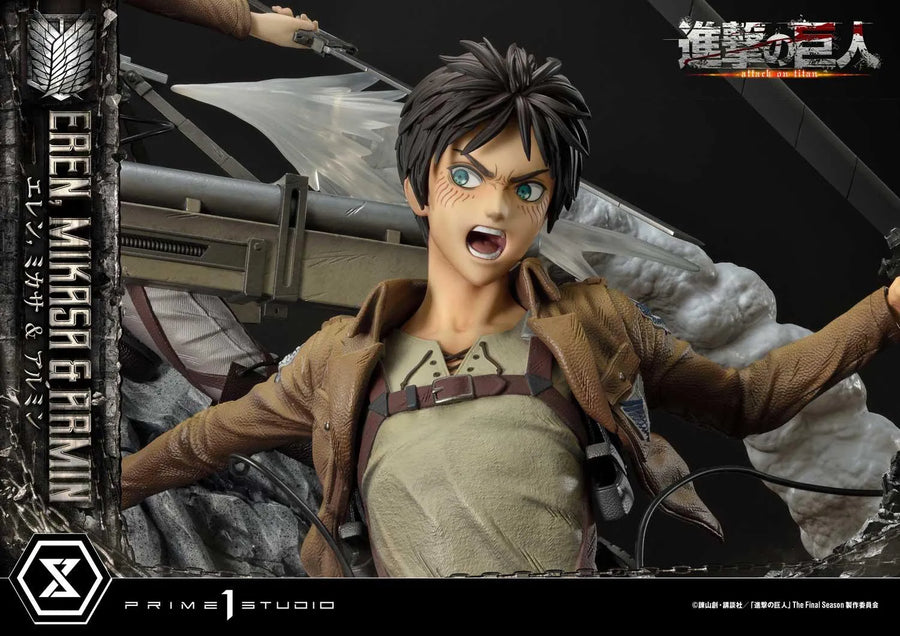 Eren, Mikasa & Armin (Deluxe Version) TV animation Attack on Titan – Prime1Studio – ActionFigure Brasil
