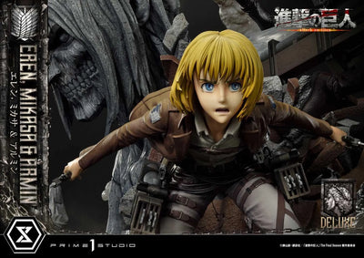 Eren, Mikasa & Armin (Deluxe Version) TV animation Attack on Titan – Prime1Studio – ActionFigure Brasil