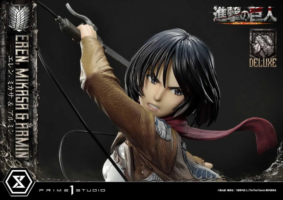 Eren, Mikasa & Armin (Deluxe Version) TV animation Attack on Titan – Prime1Studio – ActionFigure Brasil