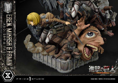 Eren, Mikasa & Armin (Deluxe Version) TV animation Attack on Titan – Prime1Studio – ActionFigure Brasil