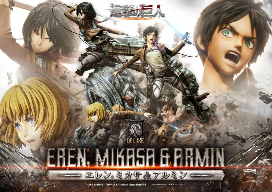 Eren, Mikasa & Armin (Deluxe Version) TV animation Attack on Titan – Prime1Studio – ActionFigure Brasil