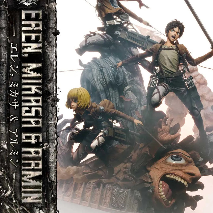 Eren, Mikasa & Armin (Regular Version) TV animation Attack on Titan – Prime1Studio – ActionFigure Brasil