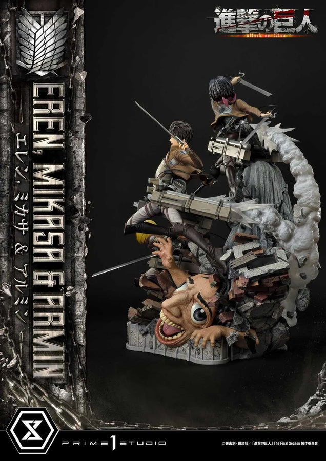 Eren, Mikasa & Armin (Regular Version) TV animation Attack on Titan – Prime1Studio – ActionFigure Brasil