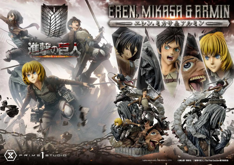 Eren, Mikasa & Armin (Regular Version) TV animation Attack on Titan – Prime1Studio – ActionFigure Brasil