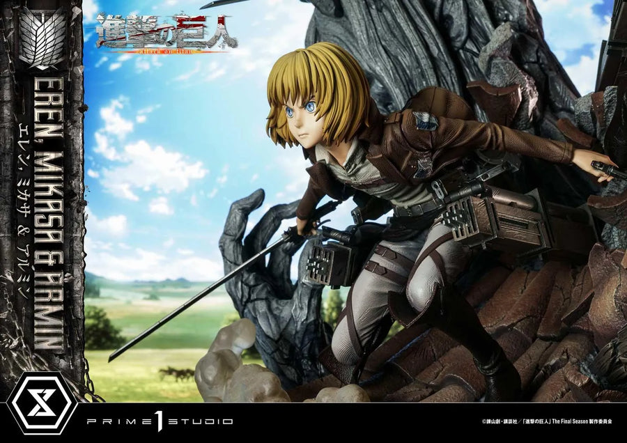 Eren, Mikasa & Armin (Regular Version) TV animation Attack on Titan – Prime1Studio – ActionFigure Brasil