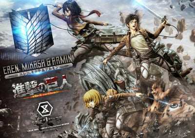 Eren, Mikasa & Armin (Regular Version) TV animation Attack on Titan – Prime1Studio – ActionFigure Brasil