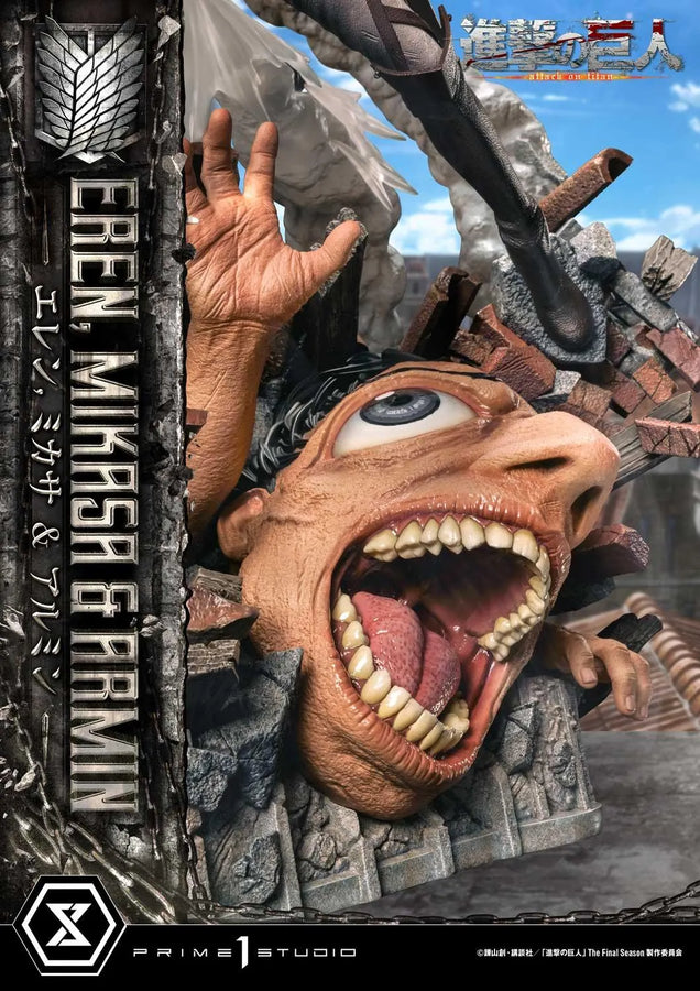 Eren, Mikasa & Armin (Regular Version) TV animation Attack on Titan – Prime1Studio – ActionFigure Brasil