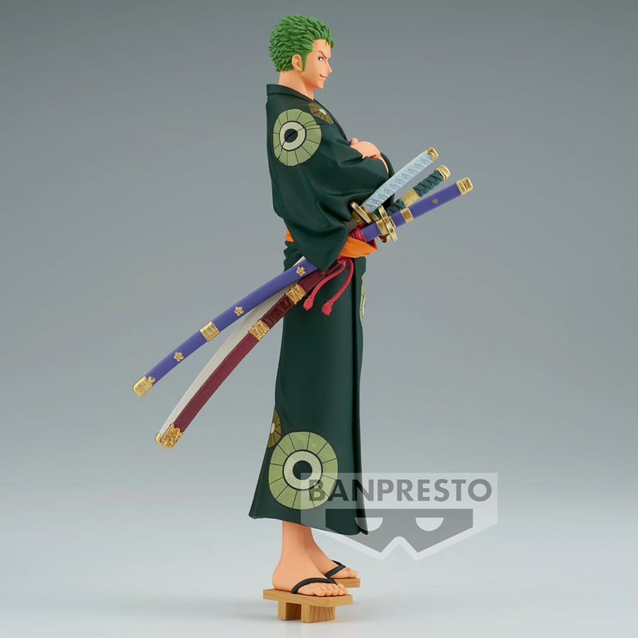 ESTÁTUA BANPRESTO ONE PIECE DXF THE GRANDLINE SERIES: WANOKUNI - RORONOA ZORO (YUKATA)
