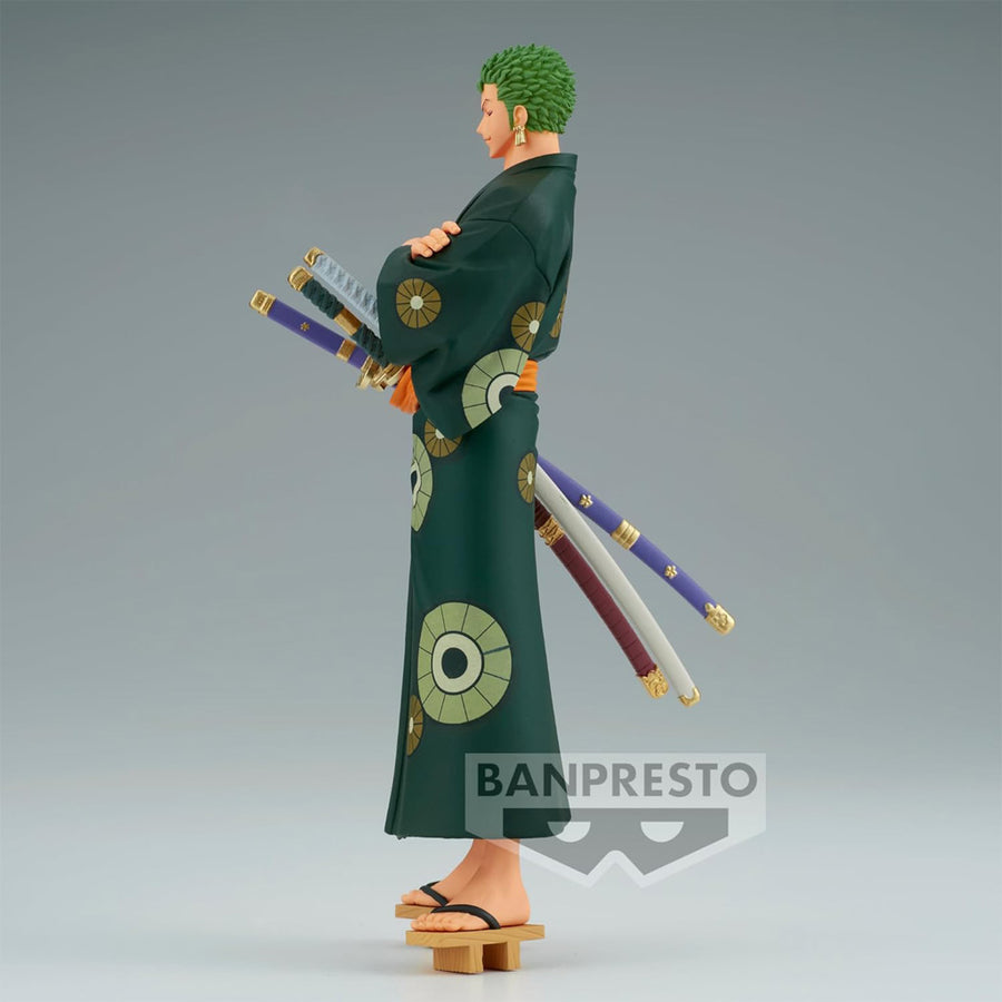 ESTÁTUA BANPRESTO ONE PIECE DXF THE GRANDLINE SERIES: WANOKUNI - RORONOA ZORO (YUKATA)