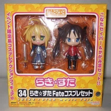 Fate/Stay Night - Lucky☆Star - Izumi Konata - Hiiragi Kagami - Nendoroid #034 - Saber Cosplay - Setㅤ – Good Smile Company – ActionFigure Brasil