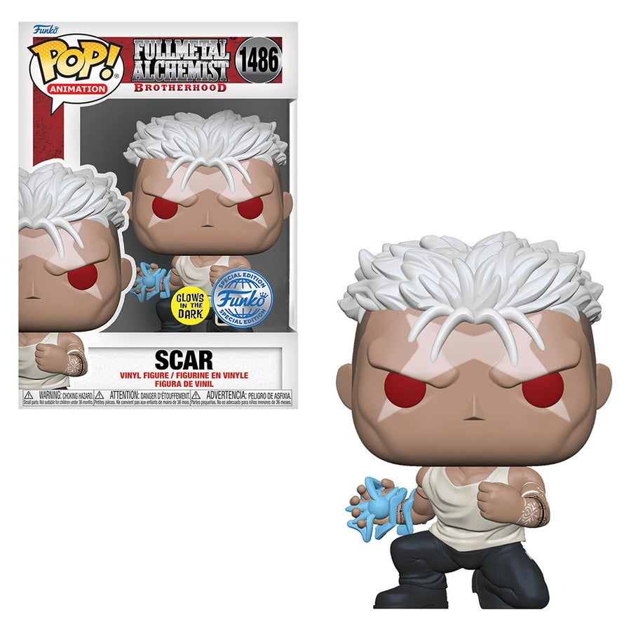 FUNKO POP ANIMATION FULLMETAL ALCHEMIST BROTHERHOOD EXCLUSIVE - SCAR (GLOWS IN THE DARK) 1486 BRINDE