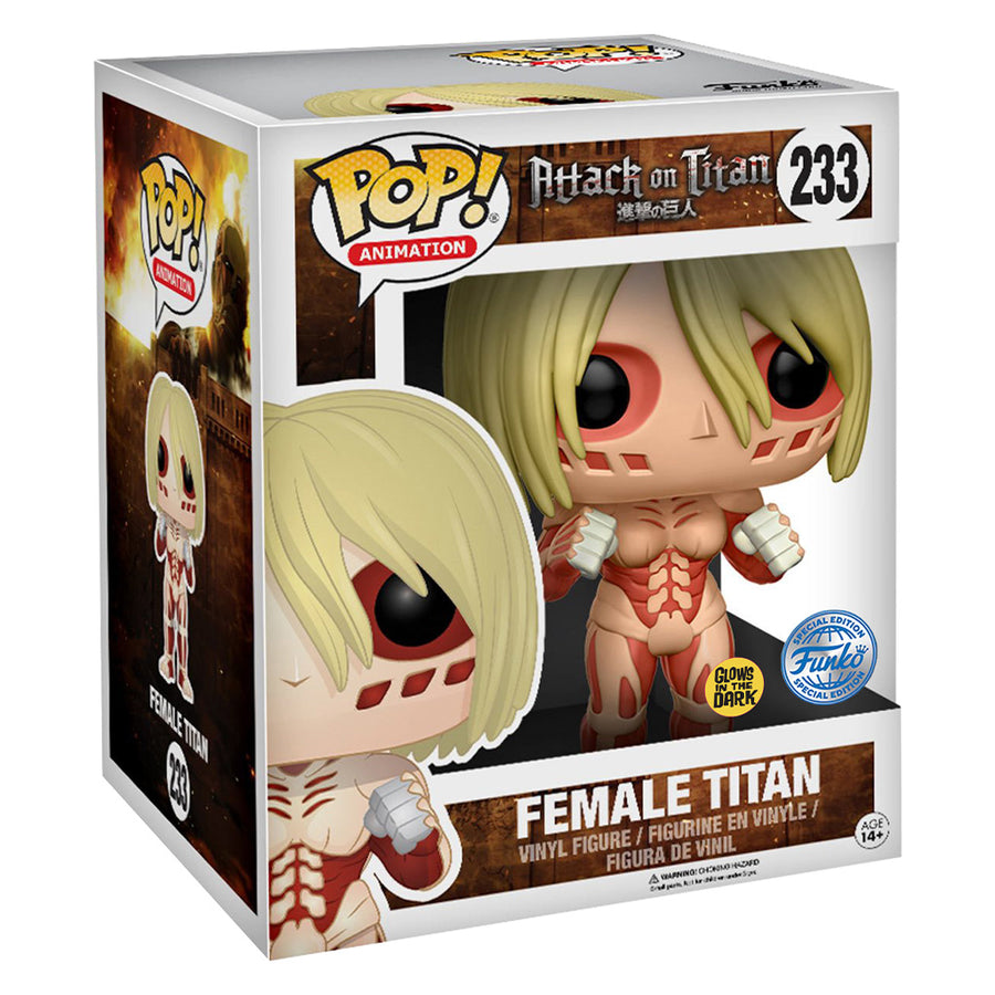 FUNKO POP ATTACK ON TITAN EXCLUSIVE - FEMALE TITAN 233 (GLOWS IN THE DARK) (SUPER SIZED 6