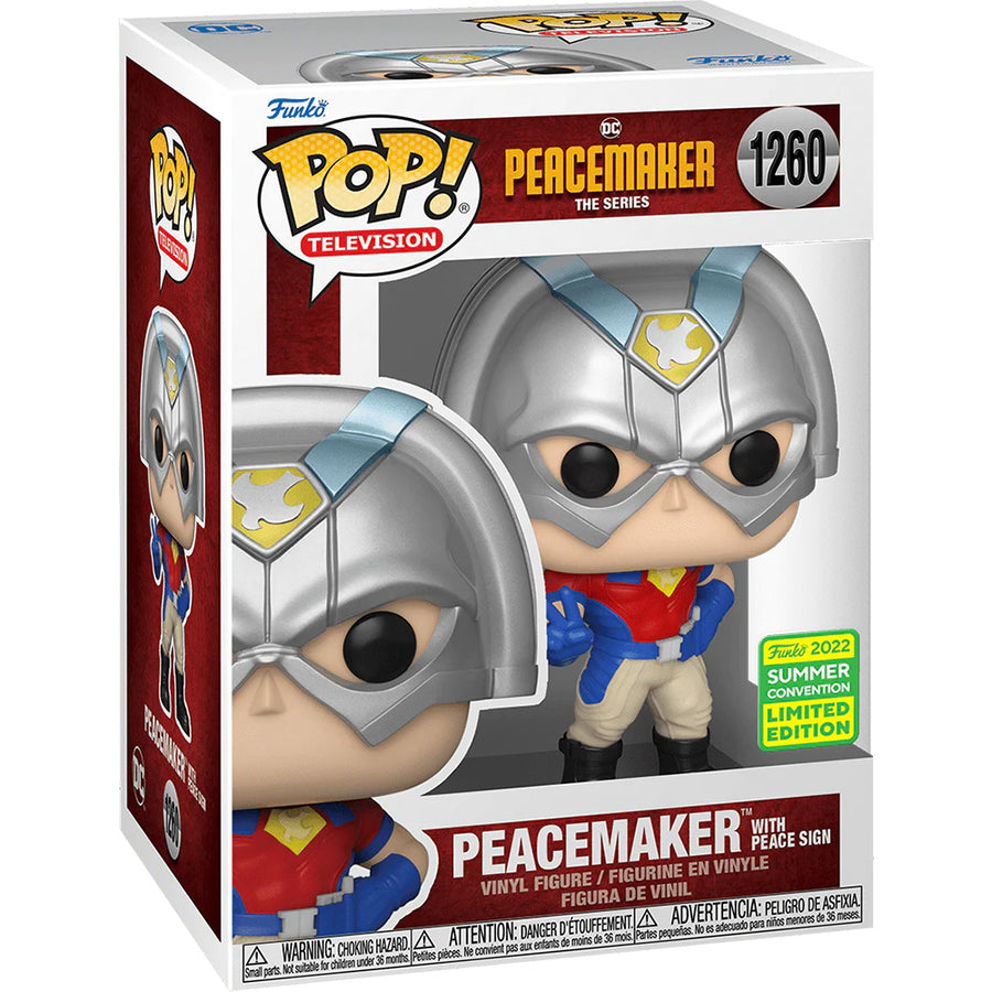 FUNKO POP DC PEACEMAKER - PEACEMAKER W/PEACE SIGN 1260 (SDCC 2022)