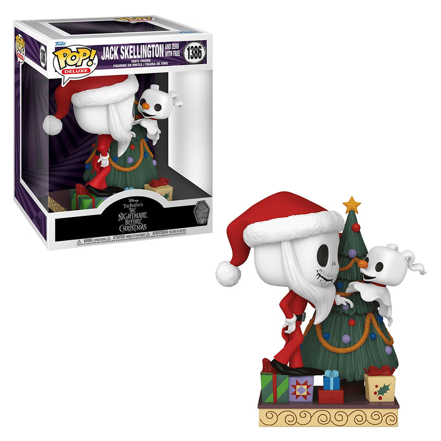 FUNKO POP DELUXE DISNEY THE NIGHT BEFORE CHRISTMAS 30TH ANNIVERSARY - JACK SKELLINGTON AND ZERO WITH TREE 1386 BRINDE