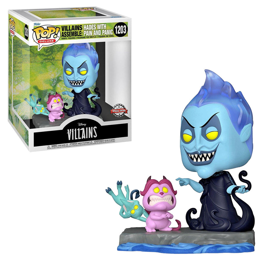 FUNKO POP DELUXE DISNEY VILLAINS ASSEMBLE EXCLUSIVE - HADES WITH PAIN AND PANIC 1203 BRINDE