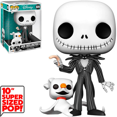 FUNKO POP DISNEY NBC - JACK SKELLINGTON WITH ZERO 809 (SUPER SIZED 10")