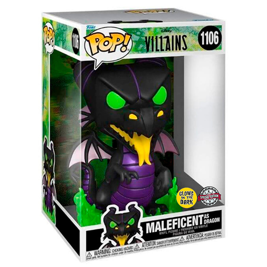 FUNKO POP DISNEY VILLAINS EXCLUSIVE - MALEFICENT DRAGON 1106 (GLOWS IN THE DARK) (SUPER SIZED 10'')