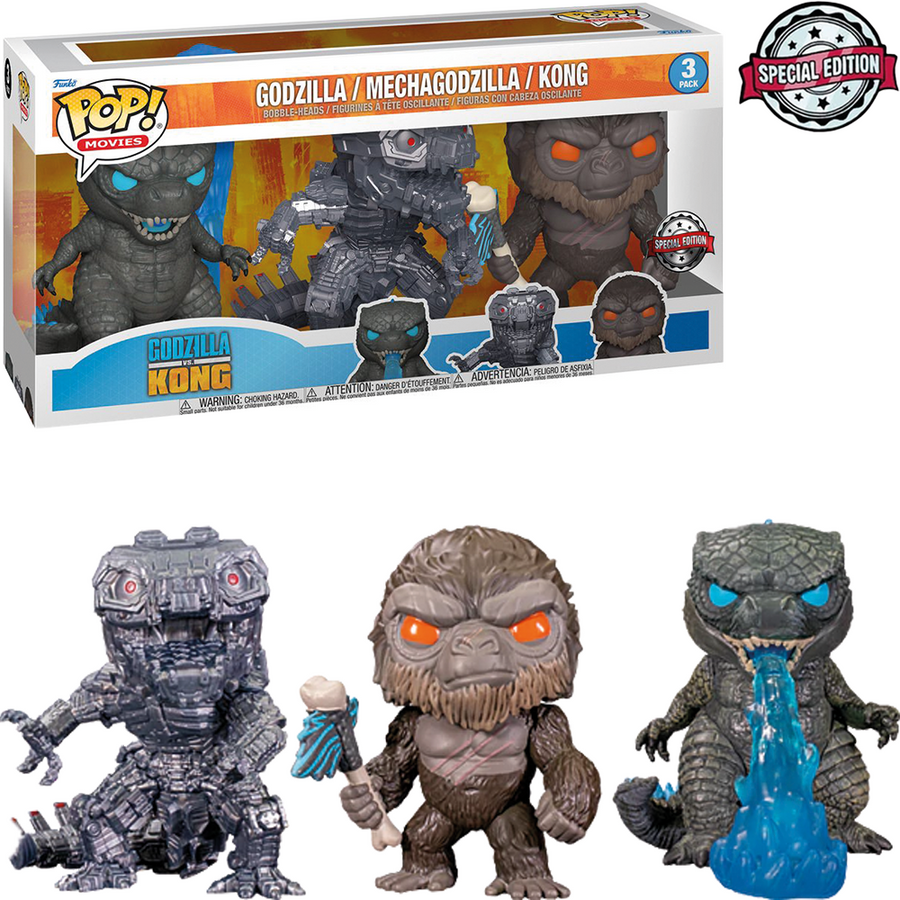 FUNKO POP GODZILLA VS KONG EXCLUSIVE - GODZILLA / MECHAGODZILLA / KONG (3 PACK) BRINDE