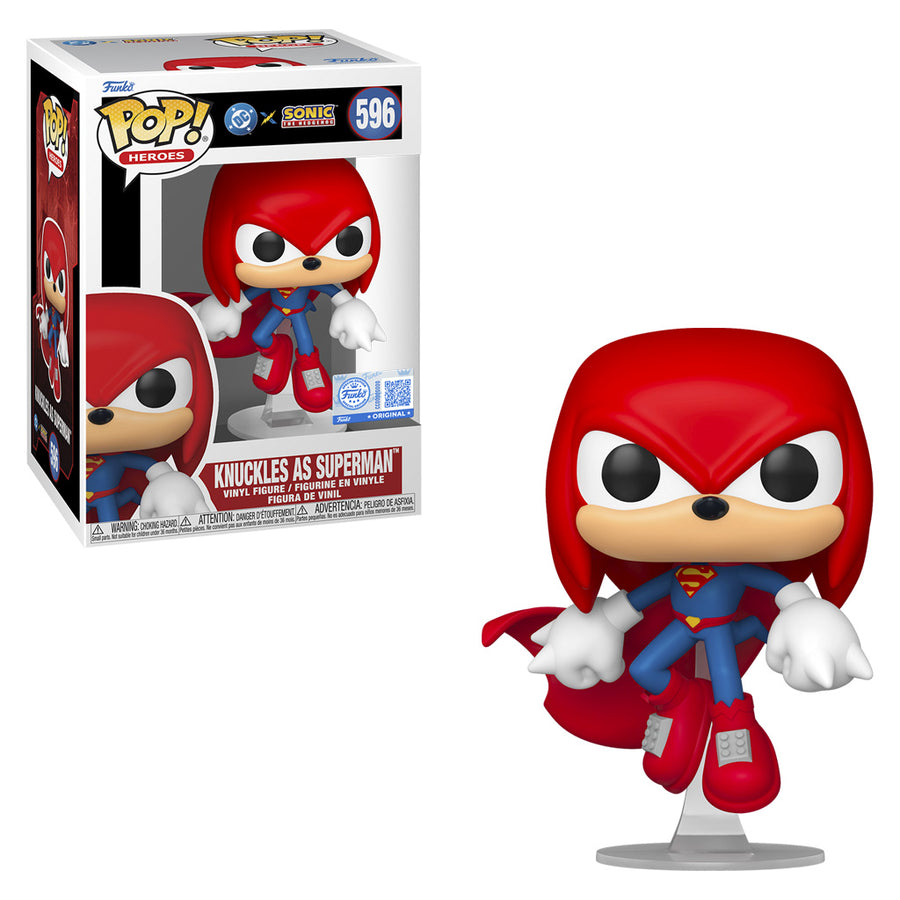 FUNKO POP HEROES DC X SONIC THE HEDGEHOG EXCLUSIVE - KNUCKLES AS SUPERMAN 596 BRINDE
