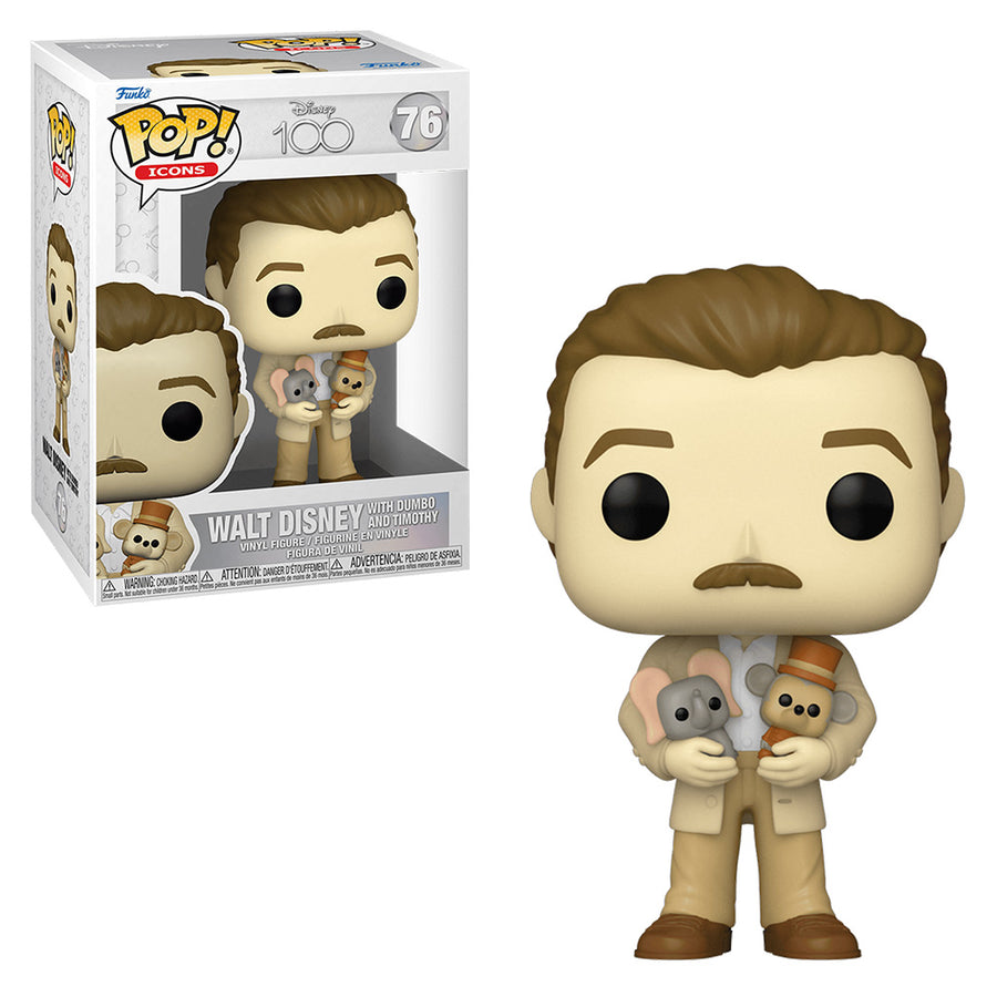 FUNKO POP ICONS DISNEY 100TH - WALT DISNEY WITH DUMBO AND TIMOTHY 76 BRINDE