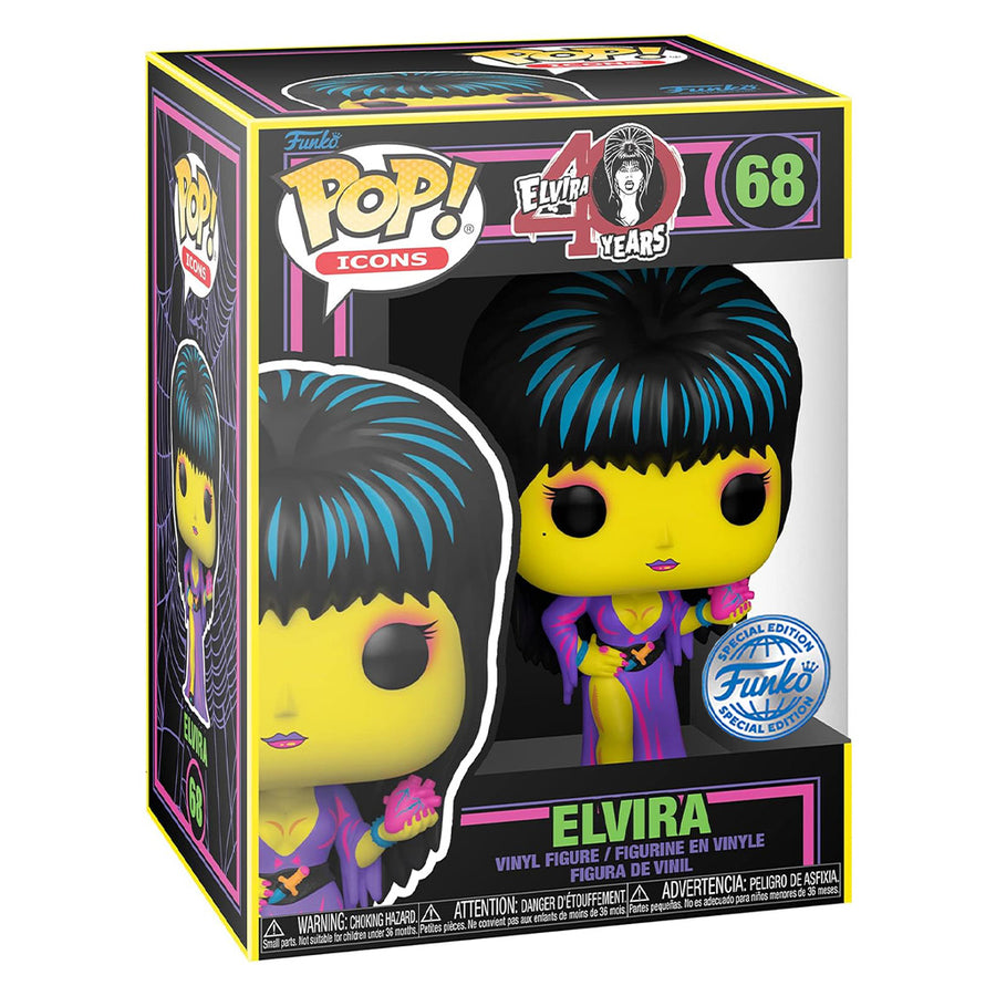 FUNKO POP ICONS ELVIRA 40TH YEARS EXCLUSIVE - ELVIRA 68 (BLACKLIGHT)