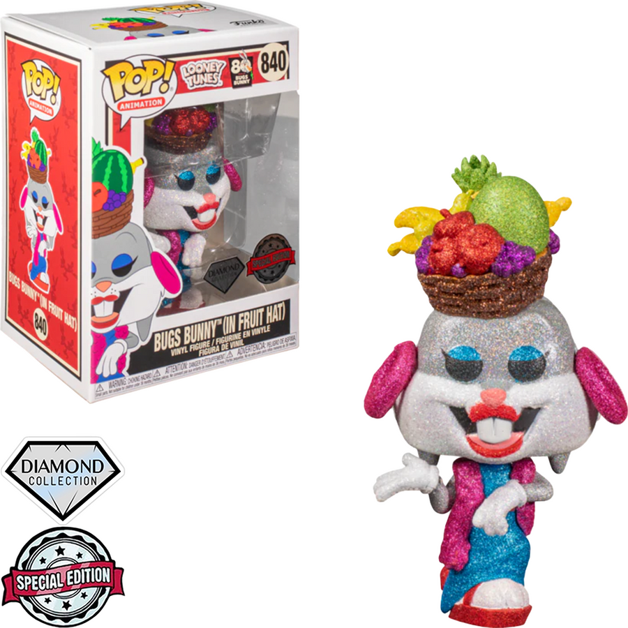 FUNKO POP LOONEY TUNES EXCLUSIVE - BUGS BUNNY (IN FRUIT HAT) 840 (DIAMOND) BRINDE