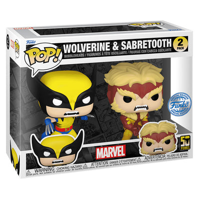 FUNKO POP MARVEL 50 ANIVERSARIO X-MEN EXCLUSIVO - WOLVERINE Y DIENTES DE SABLE PACK DE 2 (77598)