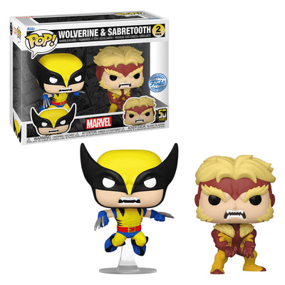 FUNKO POP MARVEL 50 ANIVERSARIO X-MEN EXCLUSIVO - WOLVERINE Y DIENTES DE SABLE PACK DE 2 (77598)
