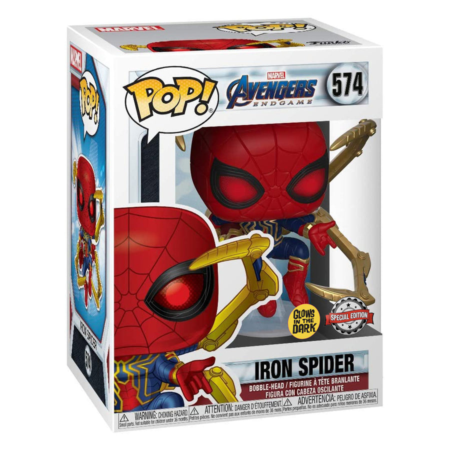 FUNKO POP MARVEL AVENGERS: ENDGAME EXCLUSIVE - IRON SPIDER WITH GAUNTLET 574 (GLOWS IN THE DARK)